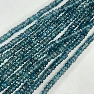 Natural Indicolite blue kyanite  Rondelle Beads, Micro Faceted Gemstone, 4-5mm
