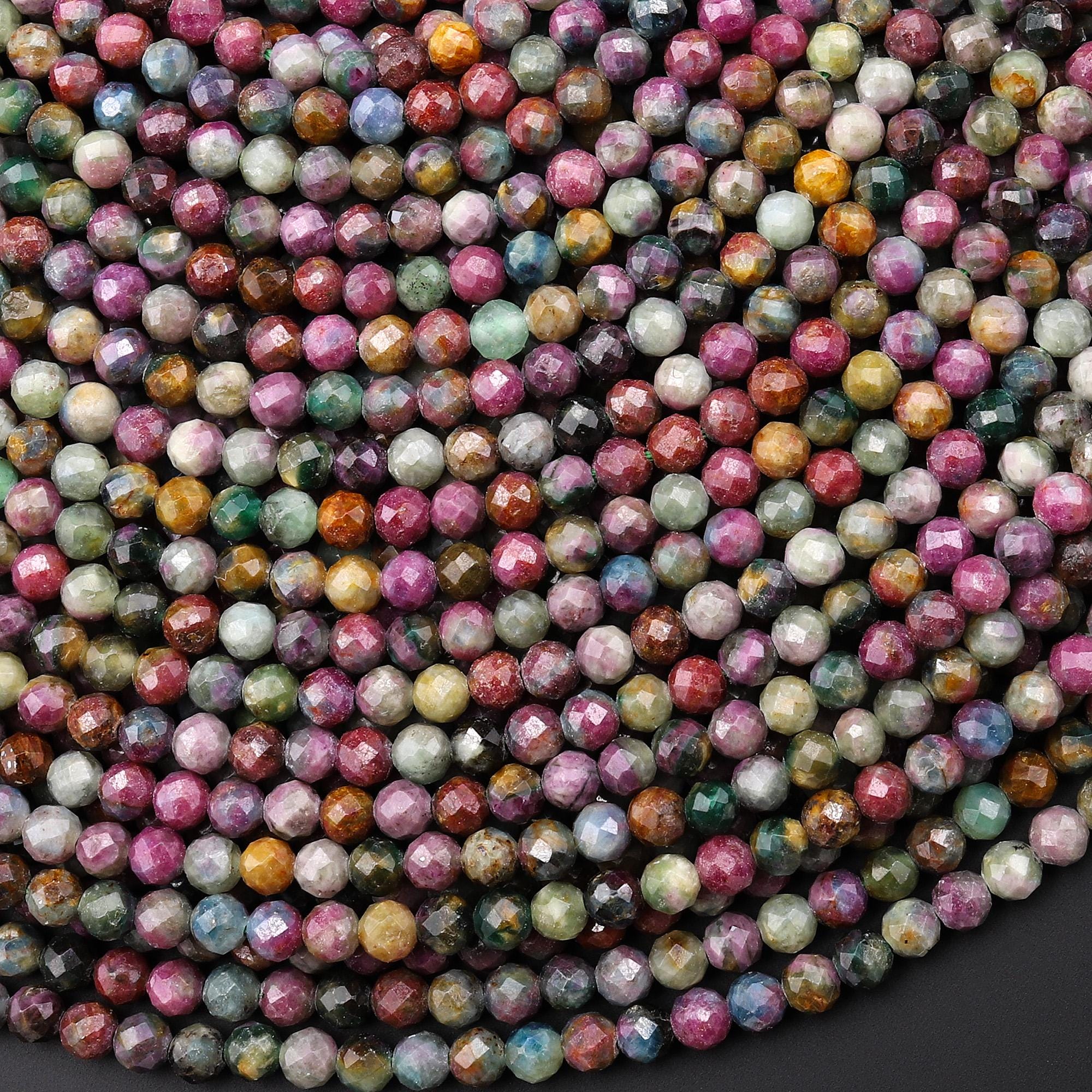 Faceted Natural Ruby Kyanite Fuchsite 3mm Round Beads Gemstone 15.5" Strand Faceted Natural Ruby Kyanite Fuchsite 3mm Round Beads Gemstone 15.5" Strand