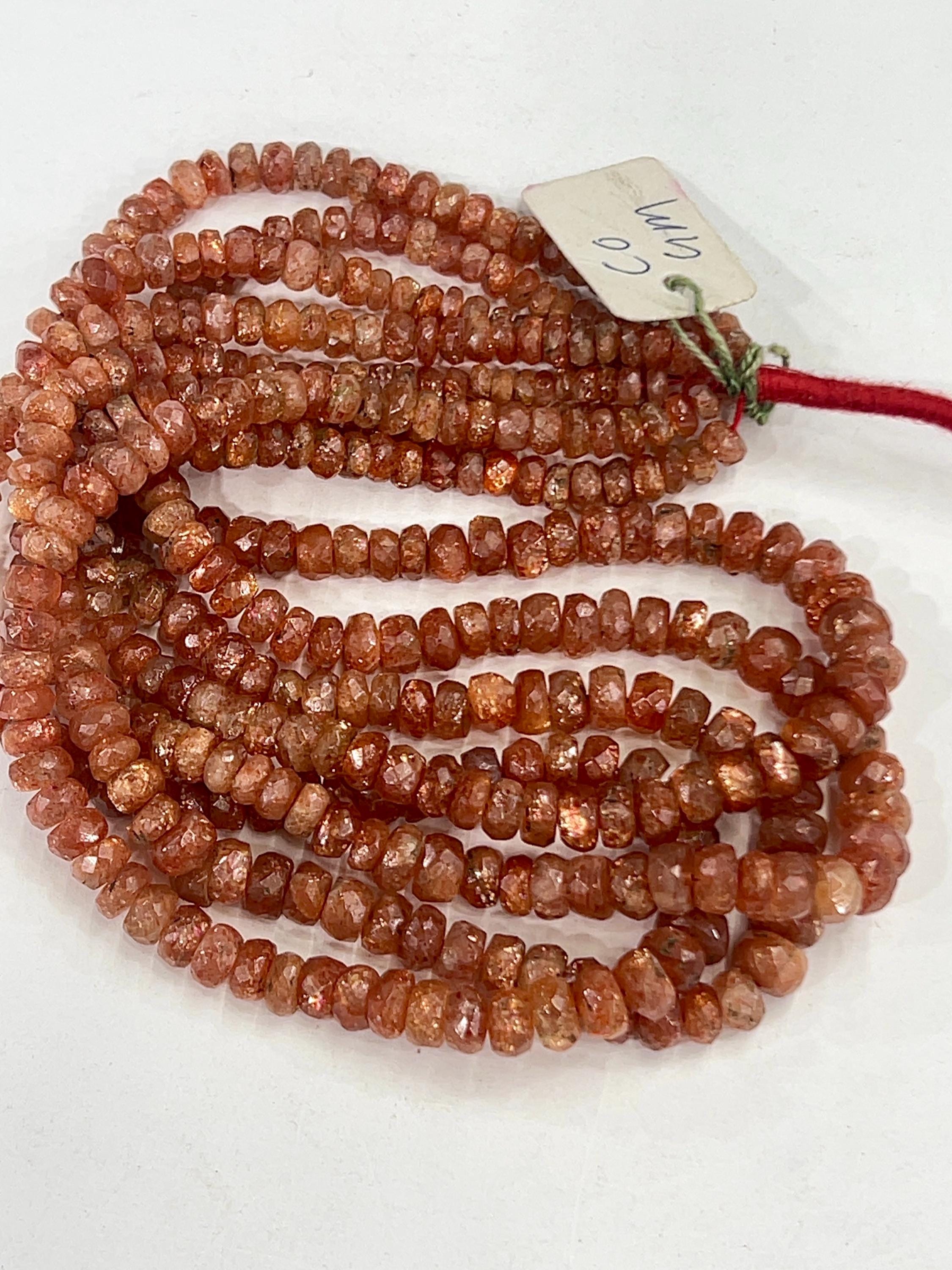 Orange Kyanite Faceted Rondelle Beads: 4mm Loose Gemstone Beads