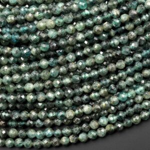 Rare Faceted Natural Silvery Green Kyanite 3mm 4mm 6mm Round Beads 15.5" Strand
