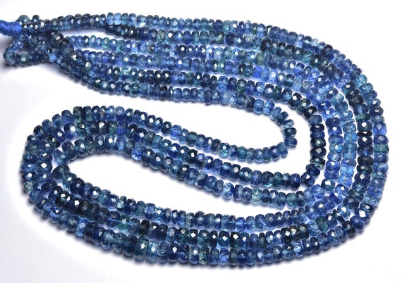 Superb Blue Kyanite Rondelle Beads - 8.5 Inches - Natural Beautiful Faceted Kyanite Rondelle - Size Is 4 - 6 Mm #2103
