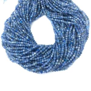 Tiny Kyanite Beads Micro Faceted 2 mm 3mm 4mm Natural Blue  Gemstone  Blue Tiny Beads Small Kyanite Beads Tiny Spacer Beads  Wholesale