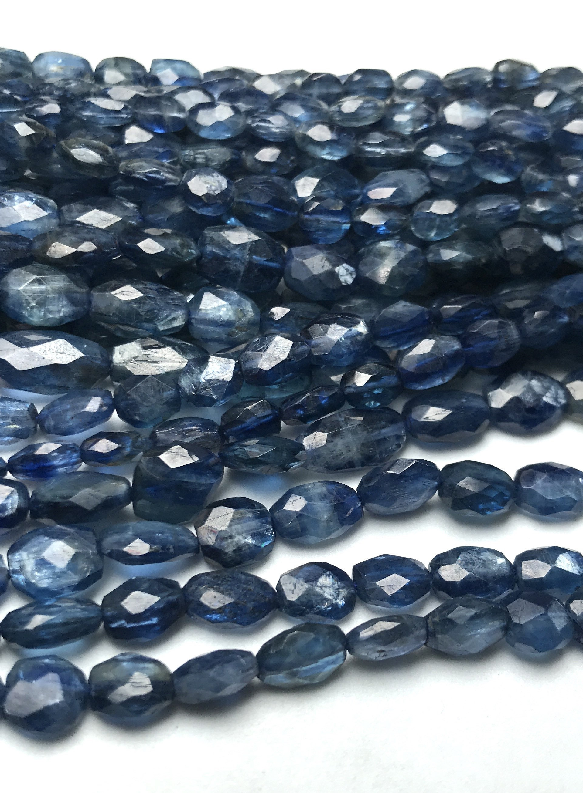 Aaa Natural Blue Kyanite | 6/7-7.5/10 Mm Faceted Oval | Gemstone Beads | 15 Inch Strand | For Making Jewelry