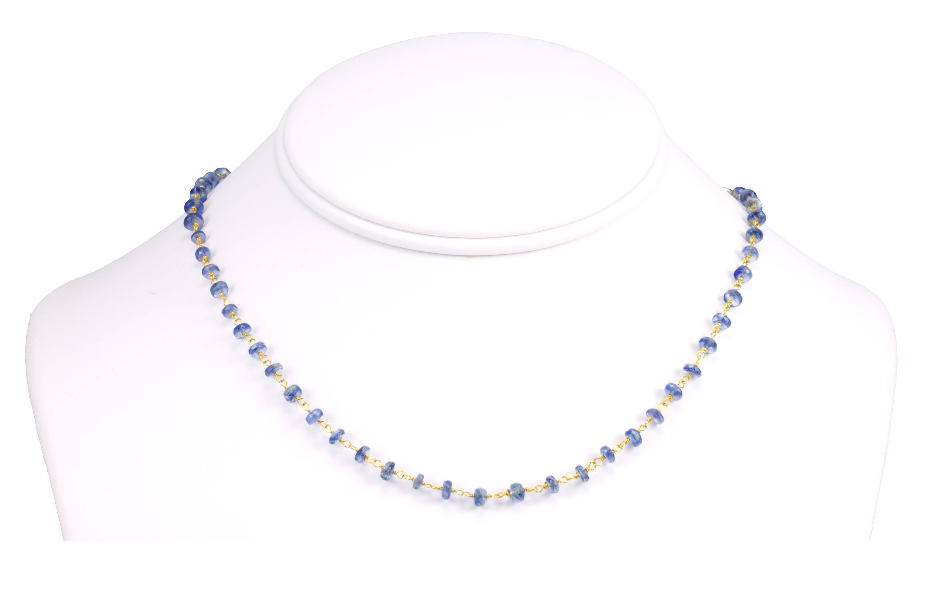 Kyanite Necklace 14k Gold Filled 18 19 Inch Chain Faceted Natural Earthy Gemstones 4mm Blue Dainty Small