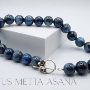 18mm Blue Kyanite Necklace 19'' Sterling Silver Filled Flower Toggle Clasp