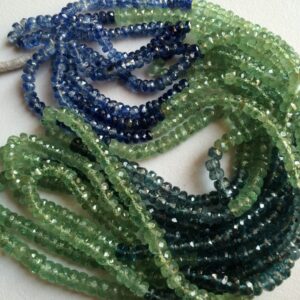 4-5mm Shaded Kyanite Faceted Rondelle Beads, Blue & Green Kyanite Faceted Rondelles, Kyanite Beads For Necklace (6.5in To 13in Options)