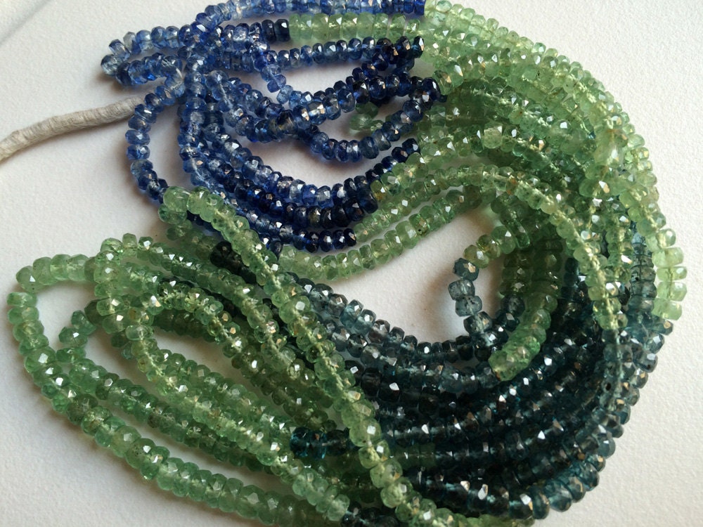 4-5mm Shaded Kyanite Faceted Rondelle Beads, Blue & Green Kyanite Faceted Rondelles, Kyanite Beads For Necklace (6.5in To 13in Options)