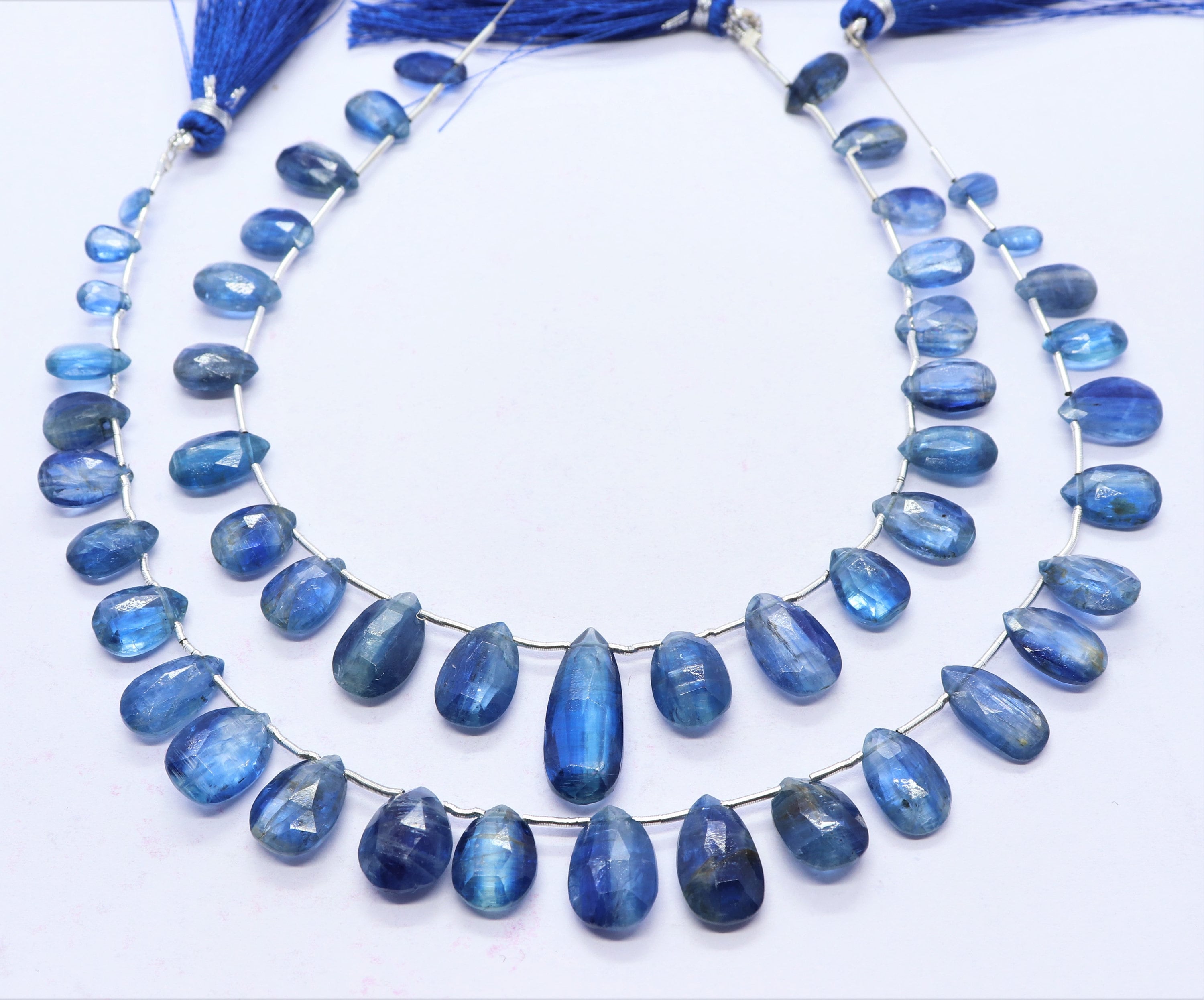 Aaa Natural Blue Kyanite Faceted Pear Shape Beads Necklace, 7x9-9x13 Mm Kyanite Gemstone Beads, 9 Inch Kyanite Pear Shape Beads Strand