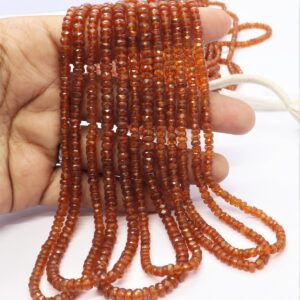 AAA Natural Orange Kyanite Faceted Rondelle Beads Necklace, 3.5-5.5 MM orange Kyanite Beads, 15 Inch Faceted Kyanite Rondelle jewelry making
