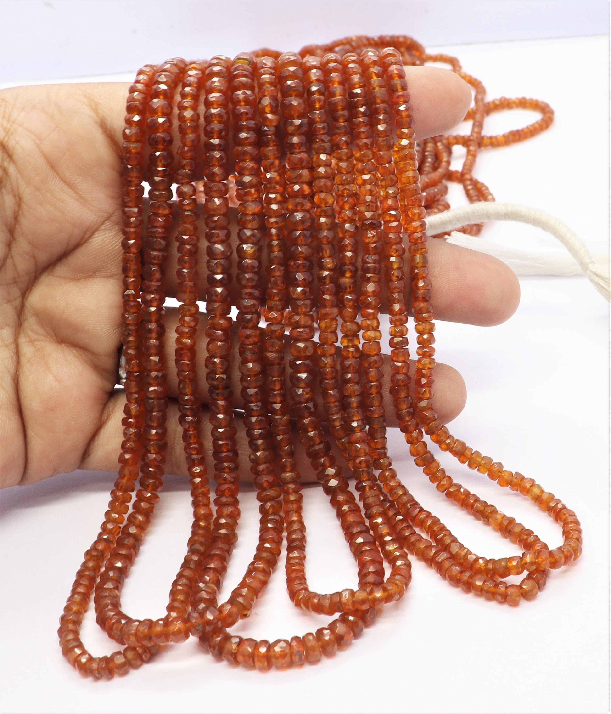 Aaa Natural Orange Kyanite Faceted Rondelle Beads Necklace, 3.5-5.5 Mm Orange Kyanite Beads, 15 Inch Faceted Kyanite Rondelle Jewelry Making