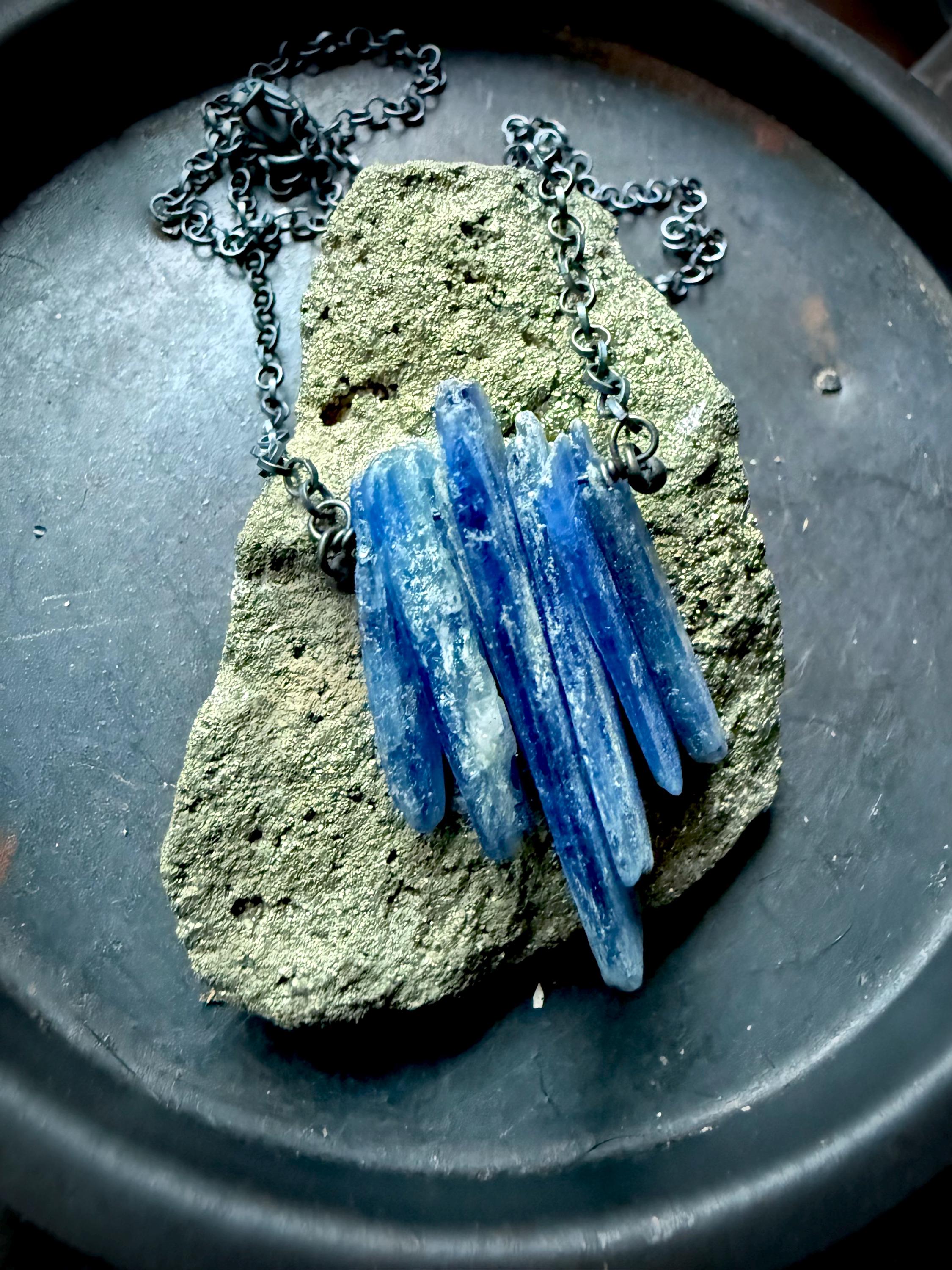 Blue Kyanite Necklace, Gemstone Necklace, Jewelry For Her, Bib Necklace, Brazilian Jewelry