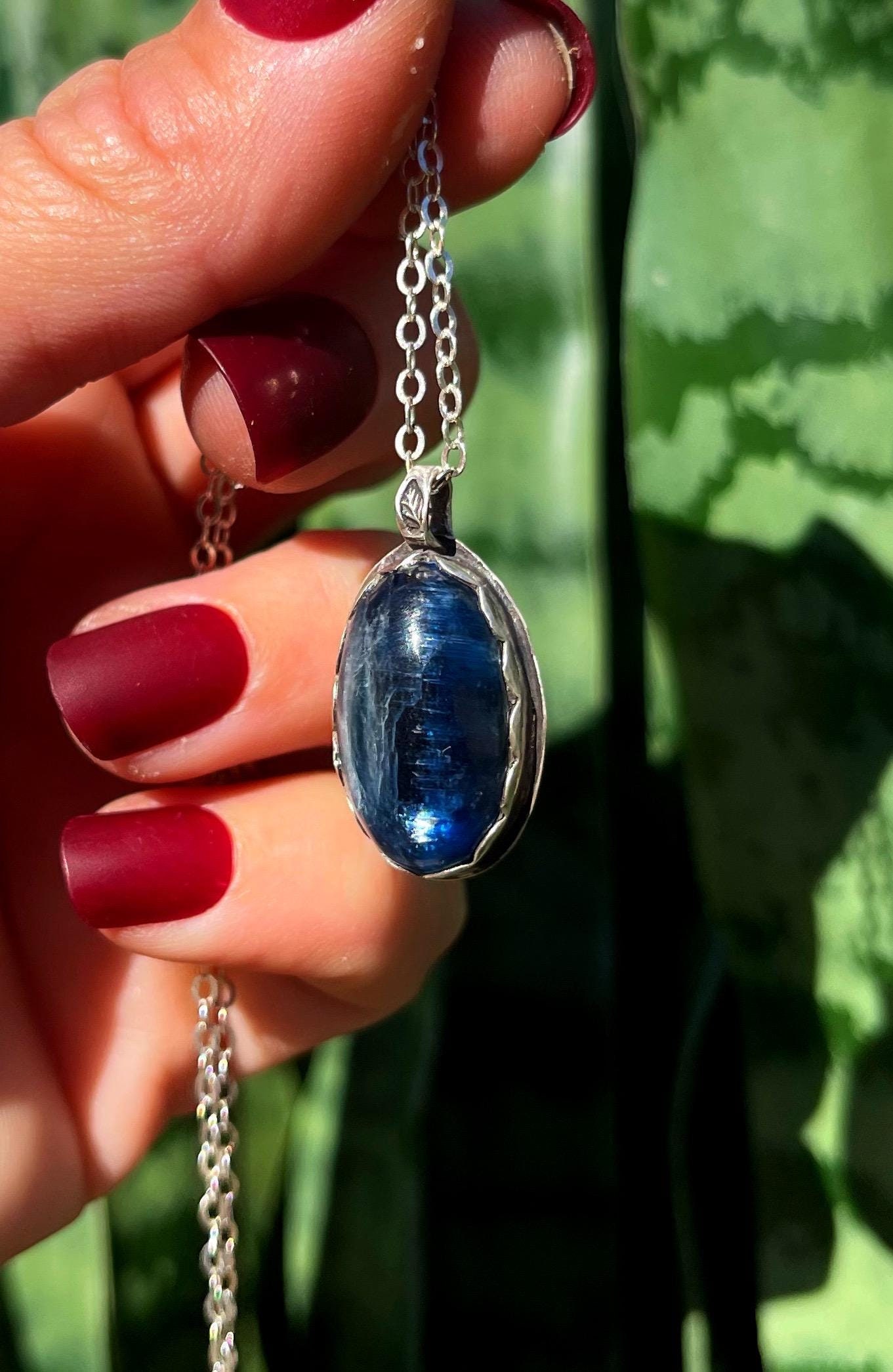 Blue Kyanite Necklace - In Sterling Silver - For Balancing Your Mind, Body, And Spirit - Activates All Chakras - Kyanite Crystal