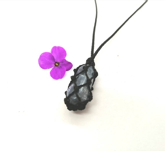 Blue Kyanite Necklace: Macrame Meditative Stone Jewelry