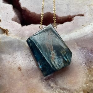 Blue Kyanite Necklace: Raw Crystal, 14k Gold Filled Chain