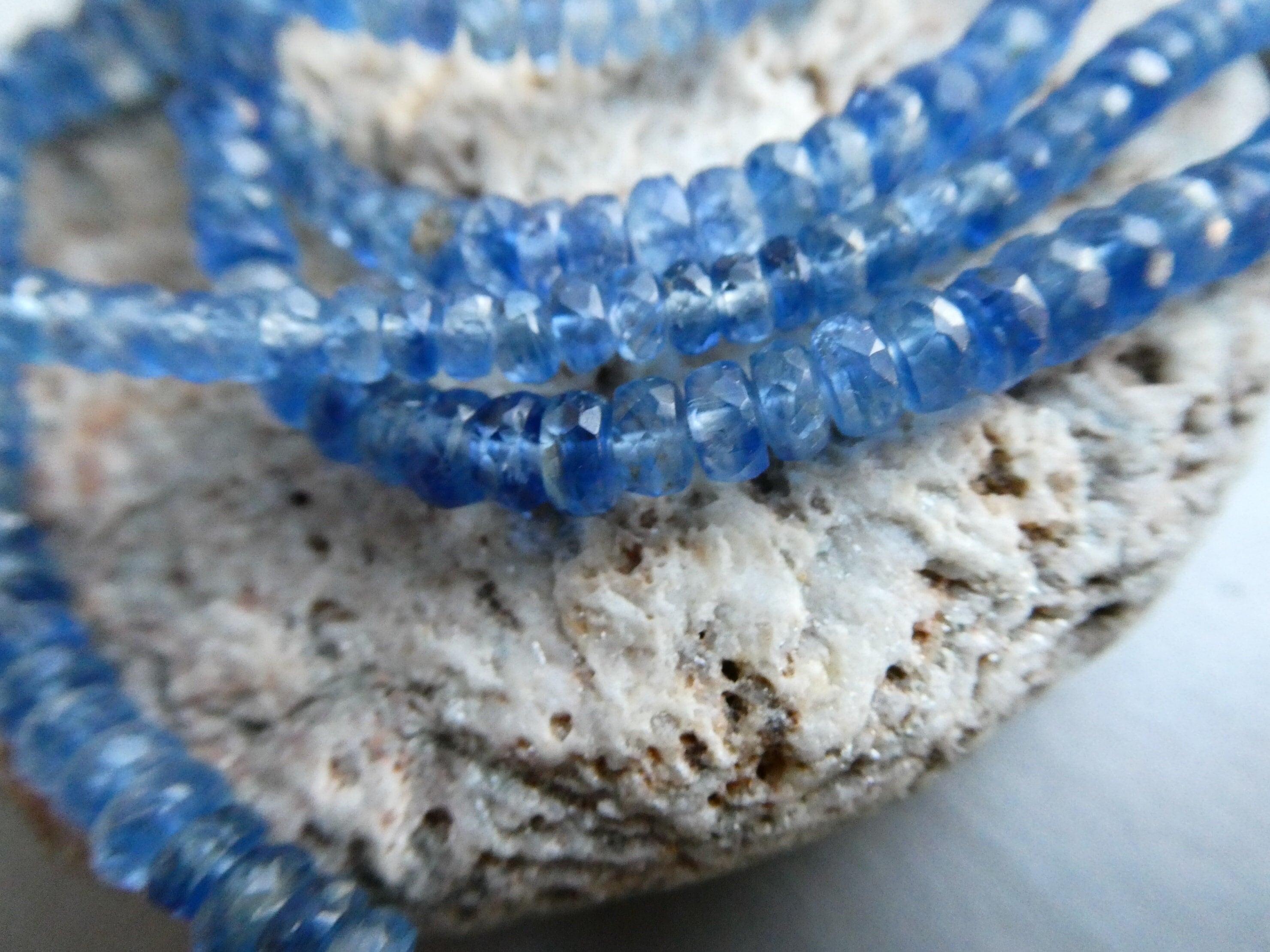 Blue Kyanite Rondelle Faceted 4mm Beads- 3-6in Strand Gemstone -necklace Jewelry Making-craft Natural Beads