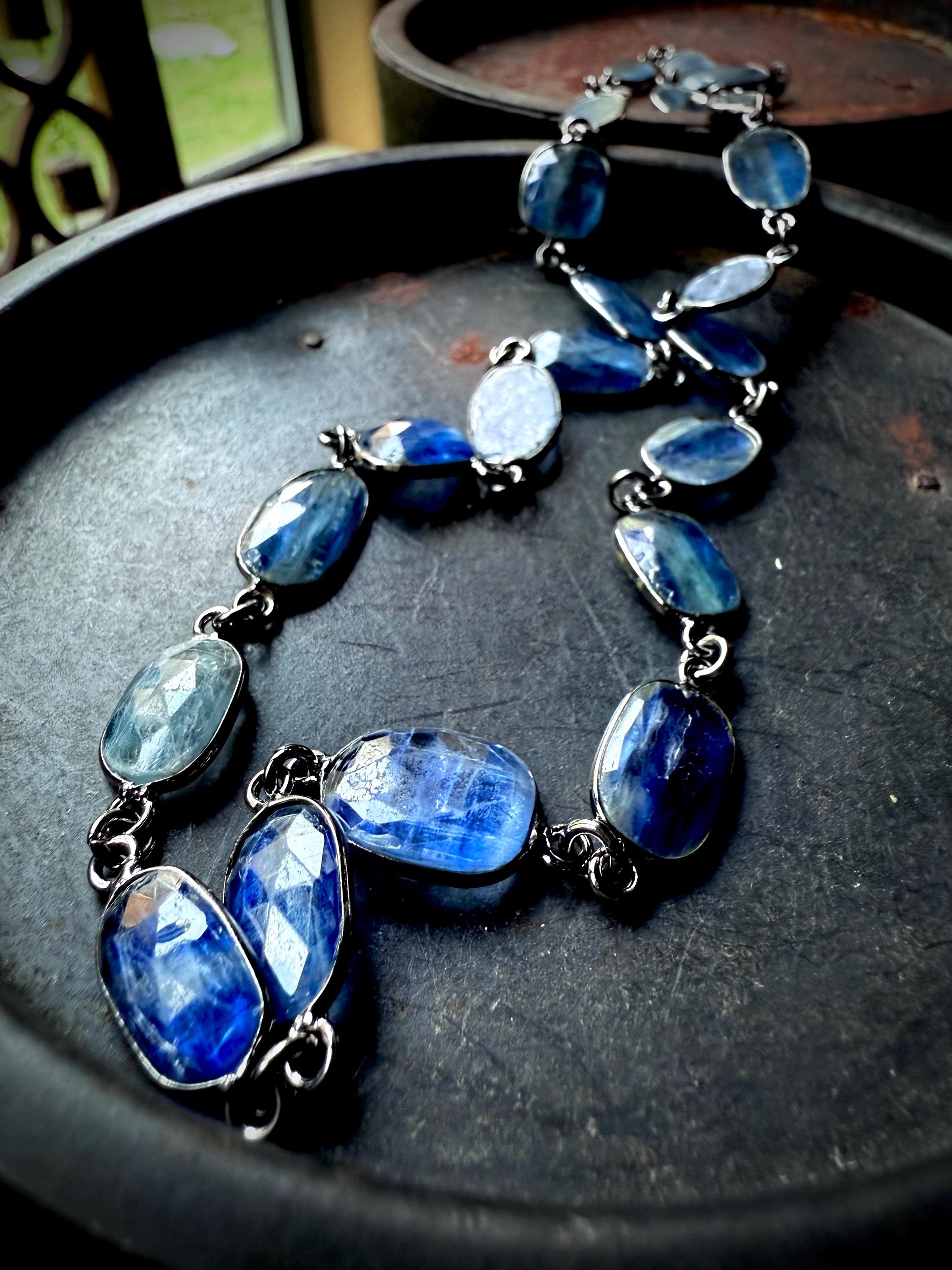 Blue Kyanite Necklace, Blue Stone Necklace, Gift For Her, Statement Necklace