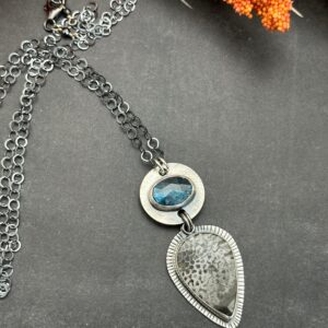 Bryozoan Coral And Teal Kyanite Artisan Necklace