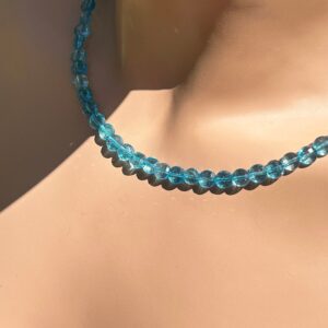 Clear Aaa Natural Kyanite Cerulean Blue To Teal Necklace / clear 6mm Checkered Kyanite / sterling Silver / Rose Or Yellow Gold Filled