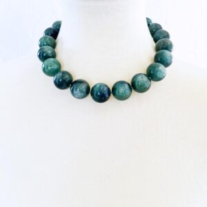 Green Blue Kyanite Necklace - 20mm Hand Knotted One of a Kind