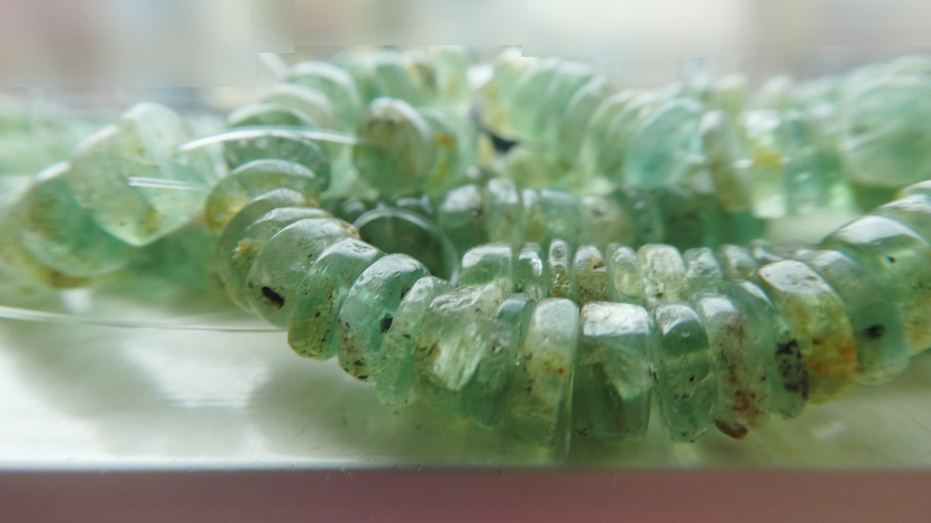 Green Kyanite Rondelle 6mm Beads- 8in Natural Strand-gemstone Jewelry Making -necklace Craft Beads