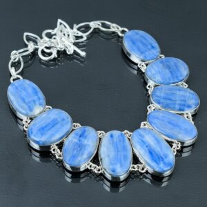 Handmade Kyanite Necklace: 925 Sterling Silver Adjustable Chain