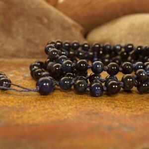 Kyanite Mala Beads • Hand-Knotted Mala • Kyanite Mala Necklace • 6mm • Mala Women • Kyanite Mala with Tassel  • Dark Blue Mala • 3060