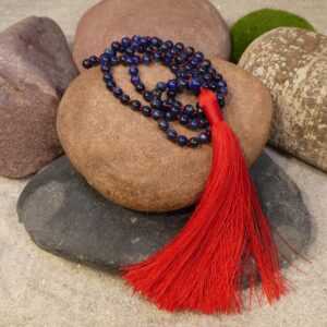 Kyanite Mala Beads • Hand-Knotted Mala • Kyanite Mala Necklace • 6mm • Mala Women • Kyanite Mala with Tassel  • Dark Blue Mala •  2927