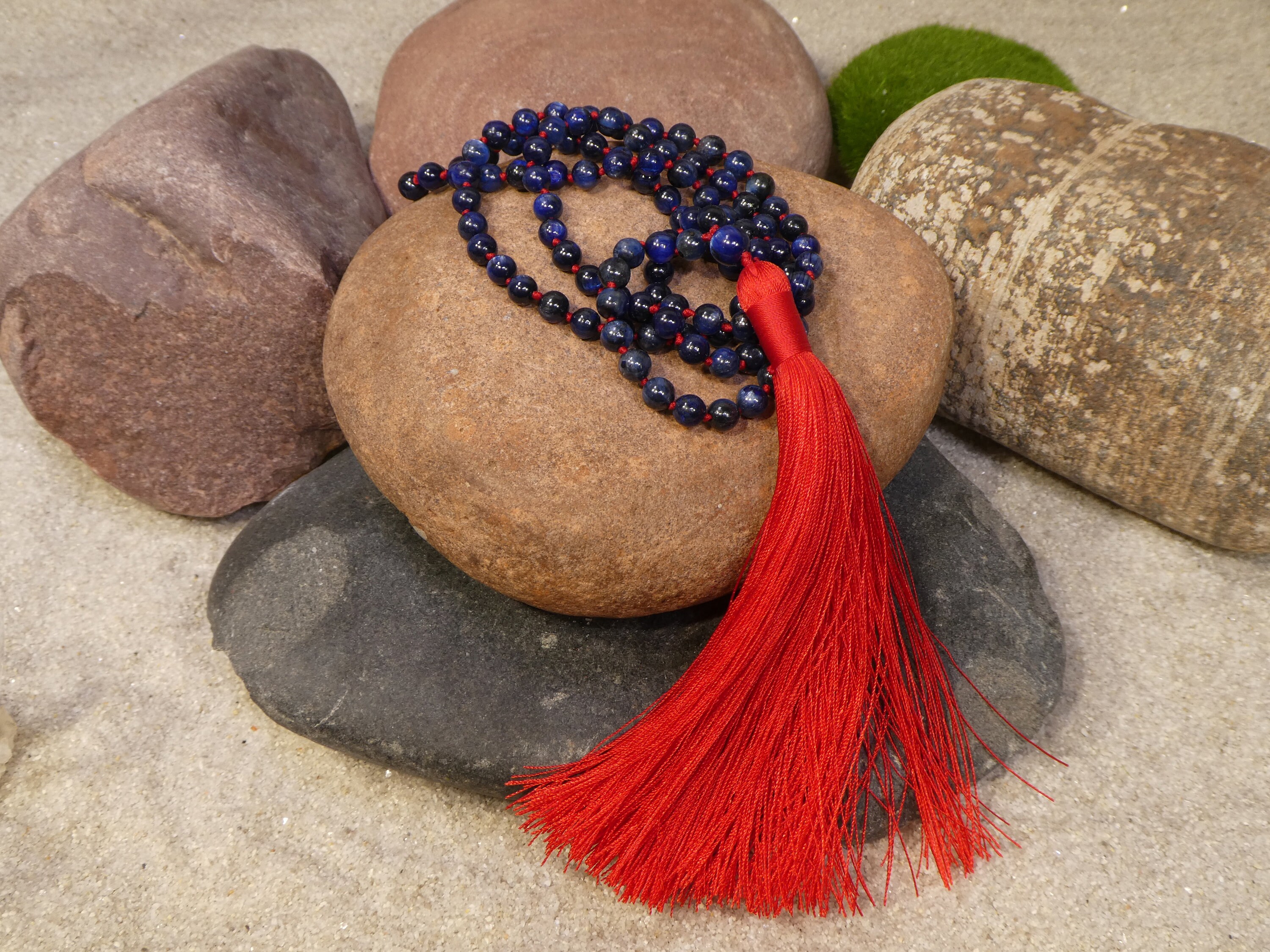 Kyanite Mala Beads • Hand-knotted Mala • Kyanite Mala Necklace • 6mm • Mala Women • Kyanite Mala With Tassel  • Dark Blue Mala •  2927