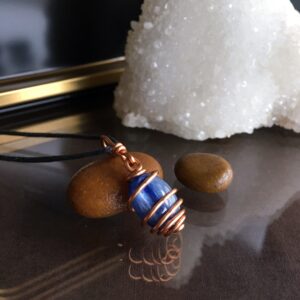 Minimalist Kyanite Necklace: Waxed Cord Jewelry