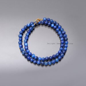 Natural Blue Kyanite Beaded Necklace-6mm-6.5mm Smooth Round Gemstone Necklace-aaa Kyanite Jewelry-handmade Jewelry-customize In Length