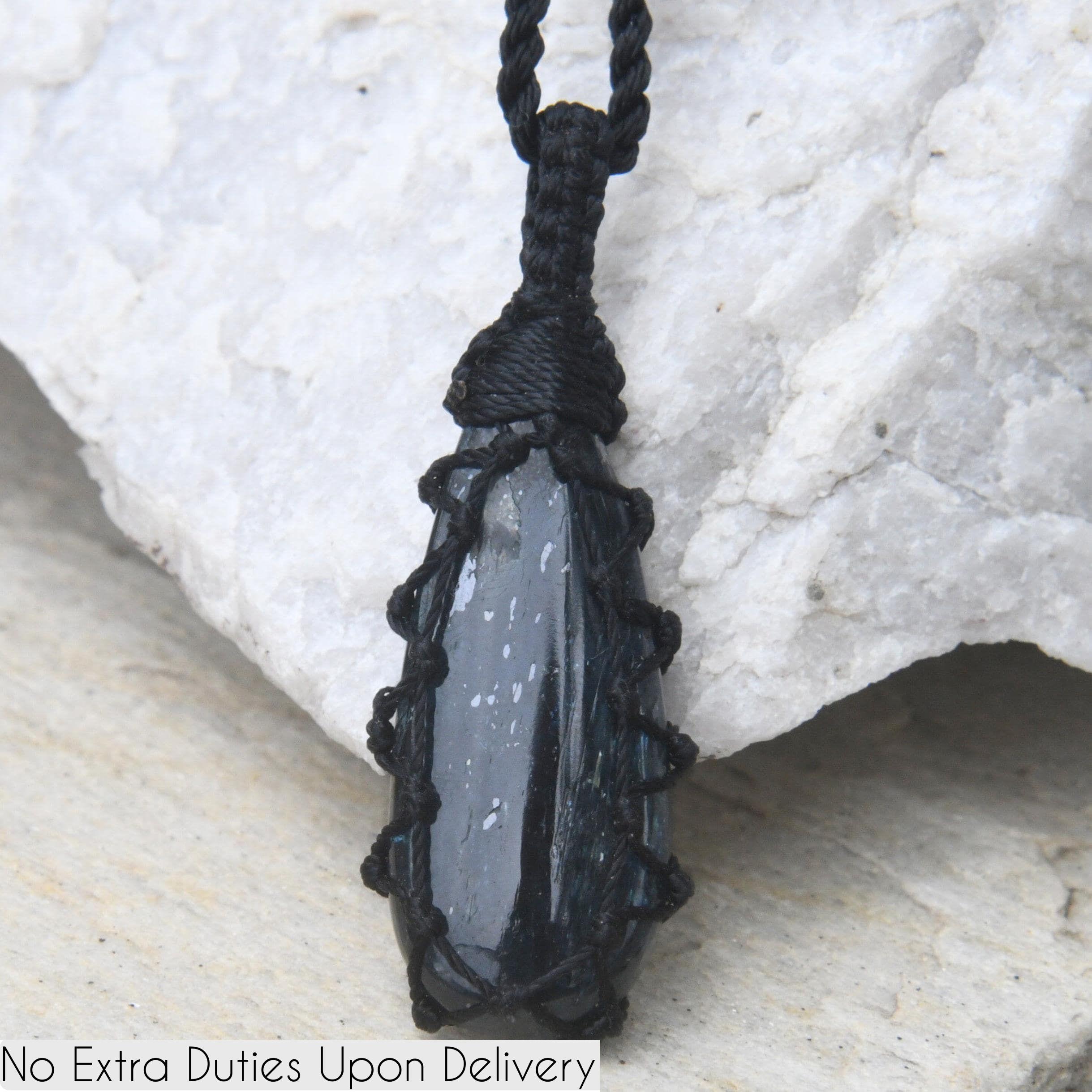 Natural Dark Blue Kyanite Necklace, September Birthstone Jewelry For Women / Men, Blue Stone Necklace, Girlfriend Gift For Birthday
