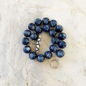 Navy Kyanite Necklace - 20mm Sterling Silver Handcrafted Luxury