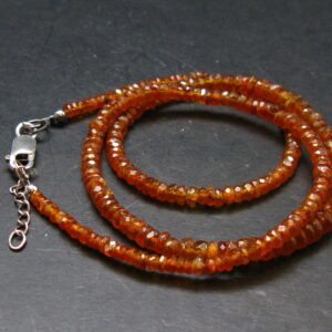 Orange Kyanite Genuine Necklace 4mm Faceted Beads - 18.37 Grams
