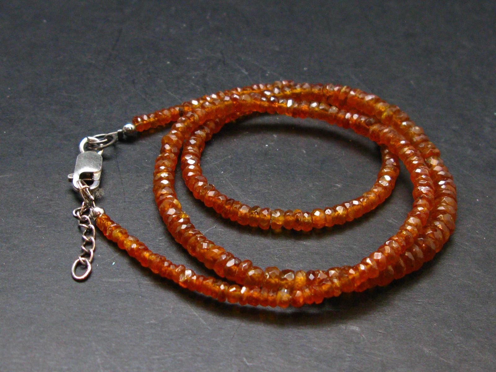 Orange Kyanite Genuine Necklace 4mm Faceted Beads - 18.37 Grams
