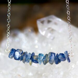 Raw Kyanite Bar Necklace - Blue Kyanite - Throat Chakra Necklace - Healing Crystal Neckalce - Gift For Her - Blue Kyanite Jewelry