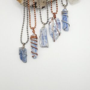 Raw Blue Kyanite Necklace In Silver Or Copper: Communication & Clarity Crystal