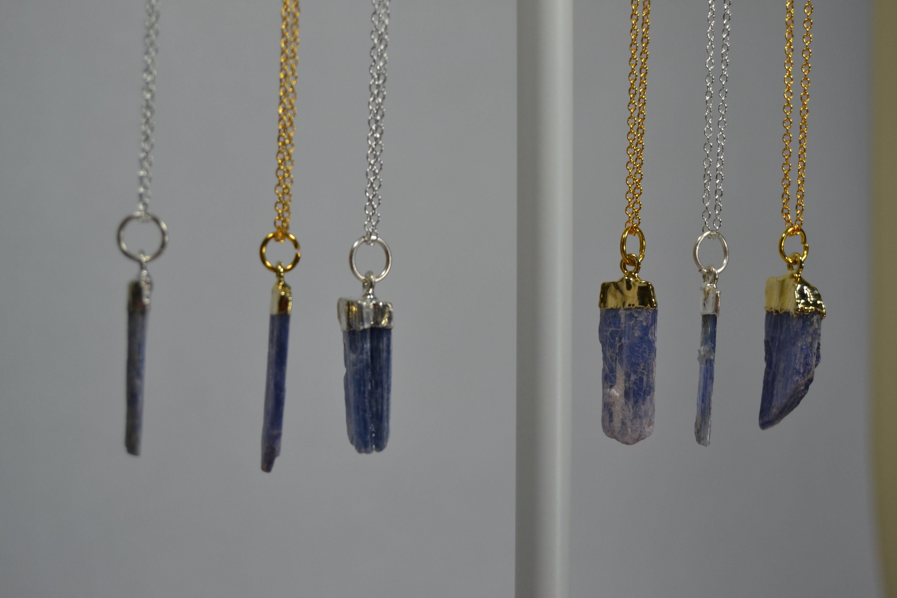 Raw Kyanite Crystal Necklace On Stainless Steel // Natural Healing Gemstone // Boho Necklace // Hypoallergenic // Unisex Kyanite Jewelry