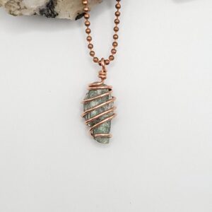 Raw Green Kyanite Necklace In Copper | Heart Chakra Crystal For Balance And Emotional Healing | Stone Of Truth | Gift For Her