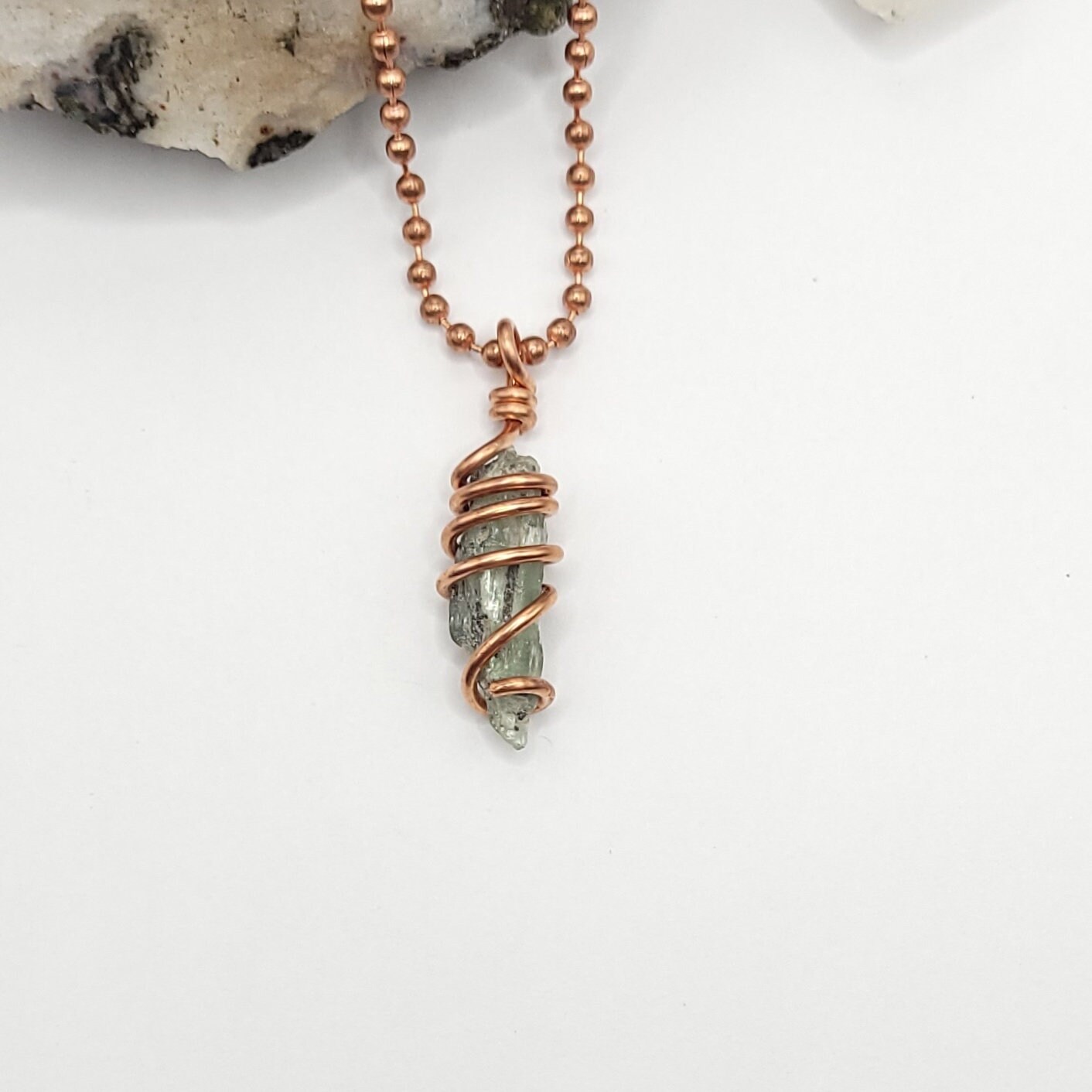 Raw Green Kyanite Copper Necklace | Crystal For Clarity, Truth, And Emotional Alignment
