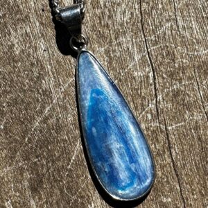 Silvery Blue Kyanite, 14k White Gold Plated Healing Stone Necklace for Your Chakras!