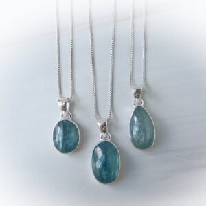 Kyanite Necklace Sterling Silver • Negative Energy Shield Stone