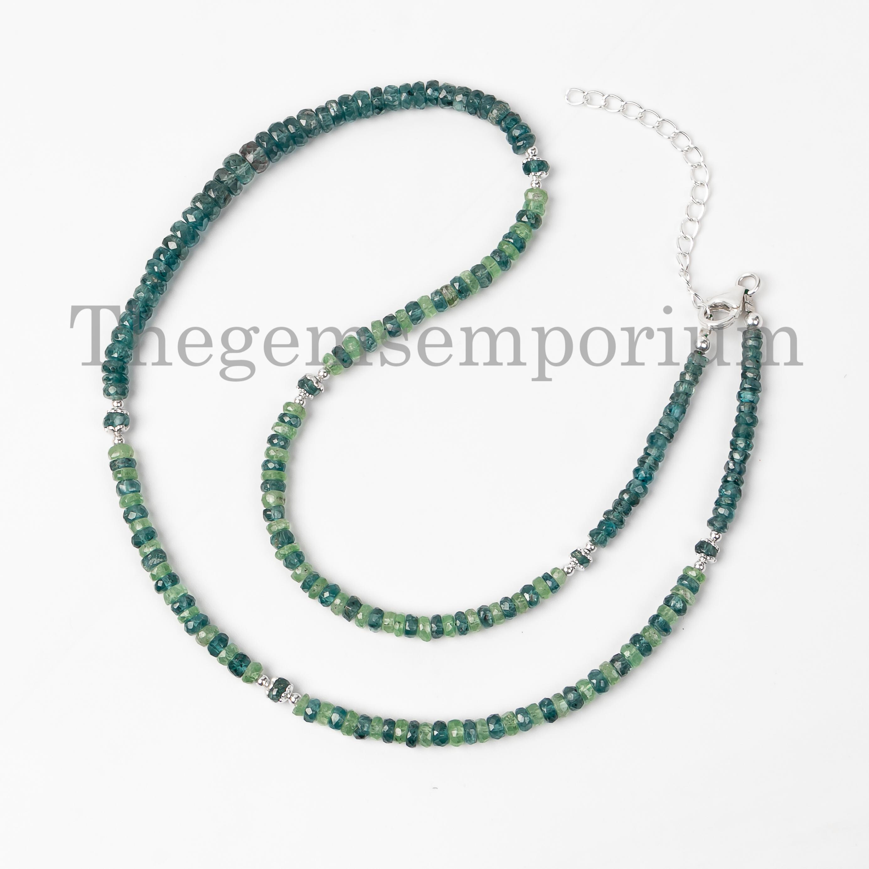 Trendy! Mint And Green Kyanite Beads Necklace, 925 Sterling Silver Necklace, Healing Gemstone Necklace For Women, Natural Gemstone Necklace