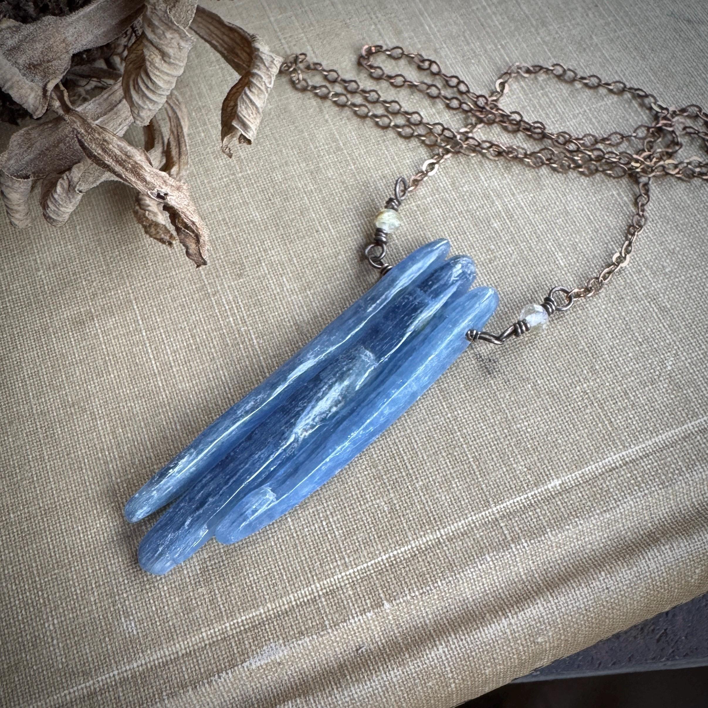 Triple Blue Kyanite Stick Necklace Triple Blue Kyanite Stick Necklace