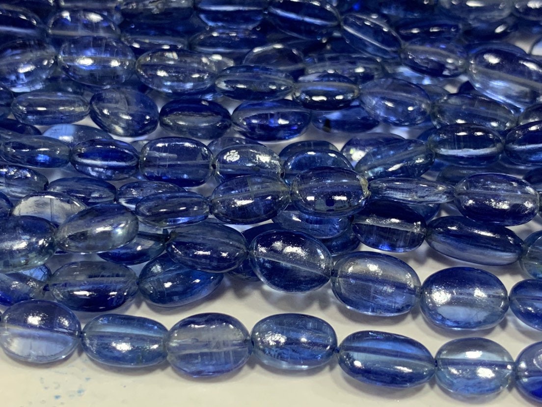 16 Inch Top Natural Quality Aaa Kyanite Smooth Oval Shaped Beads,4/7-7/10mm Kyanite Beads,blue Kyanite Beads