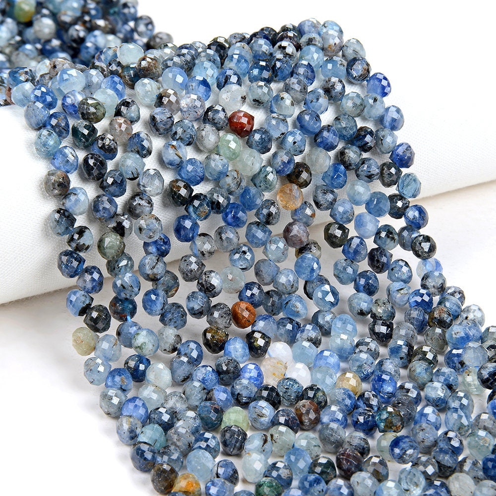 6mm Natural Kyanite Gemstone Grade Aa Micro Faceted Briolette Teardrop Loose Beads (p8)