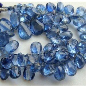 6x9mm-7x10mm Kyanite Faceted Pear, Kyanite Faceted Pear Beads, Kyanite Briolettes For Jewelry, Blue Kyanite Beads (10pcs To 40pcs Options)