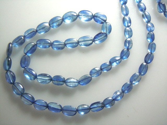 Aaa+ Blue Kyanite Gemstone Beads | Smooth Oval, 4x6mm-6x9mm