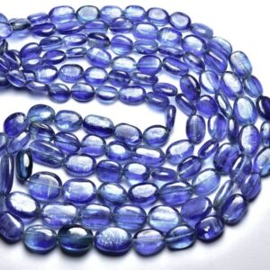 Amazing Bi Color Blue Kyanite Oval Beads - 8 Inches - Natural Smooth Blue Kyanite Oval Shape - Size Is 5x8- 8x13mm #2172