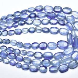Beautiful Bi Blue Kyanite Oval Beads - 8 Inches - Natural Smooth Kyanite Oval Shape - 6 - 10 Mm #2356