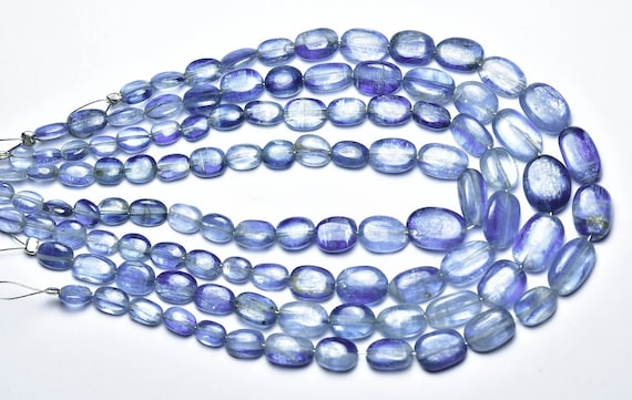 Beautiful Bi Blue Kyanite Oval Beads - 8 Inches - Natural Smooth Kyanite Oval Shape - 6 - 10 Mm #2356